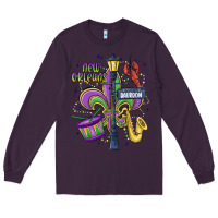 Plum new orleans mardi gras streets Long Sleeve Tee - MaliasSmallBusiness