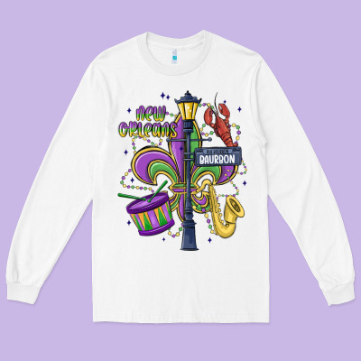 New Orleans Mardi Gras Streets Long Sleeve Tee Designed By Maliassmallbusiness