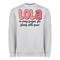 Heather Grey lola in every season, she shines with grace Heavyweight Sweatshirt - MaliasSmallBusiness