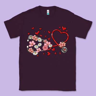 Valentine's Day Stethoscope Classic Tee Designed By Maliassmallbusiness
