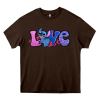 Chocolate Brown love stitch Heavy Core Tee - Zillion Design Studio