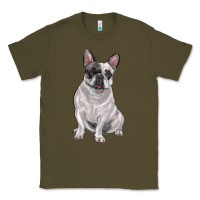 Army Green white black french bulldog Classic Tee - LillyAllenDesigns