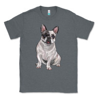 Charcoal Heather white black french bulldog Classic Tee - LillyAllenDesigns