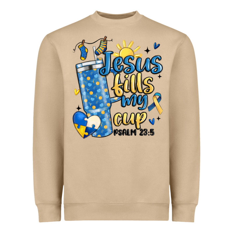 Down Syndrome Jesus Fills My Cup Heavyweight Sweatshirt by MaliasSmallBusiness | Teevron