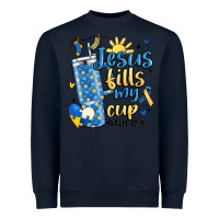 Navy down syndrome jesus fills my cup Heavyweight Sweatshirt - MaliasSmallBusiness