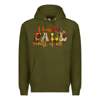 Army Green I love Fall most of Fall Premium Hoodie - NancyCooperArtShop