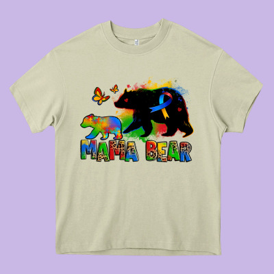 Mama Bear Autism Heavy Core Tee Designed By Zillion Design Studio