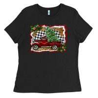 Black christmas truck with tree Ladies Tee - RanaPortraitStore