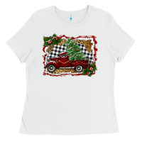 White christmas truck with tree Ladies Tee - RanaPortraitStore