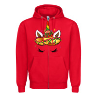 Red unicorn and sombrero Zipper Hoodie - LillyAllenDesigns