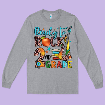 Ready To Rock 2nd Grade Long Sleeve Tee Designed By Jahusdesignshop
