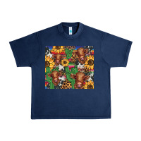 Navy western cactus sunflower highlands cow Urban Heavy Tee - BarkalooDesign