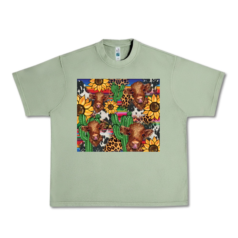 Western Cactus Sunflower Highlands Cow Urban Heavy Tee by BarkalooDesign | Teevron