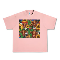 Salmon western cactus sunflower highlands cow Urban Heavy Tee - BarkalooDesign