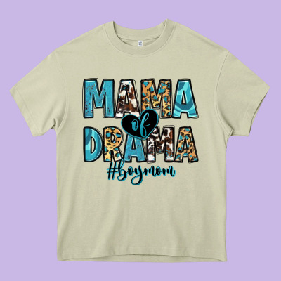 Mama Of Drama Boy Mom Heavy Core Tee Designed By Zillion Design Studio