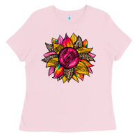 Bubblegum Pink race  sunflower Ladies Tee - Zillion Design Studio