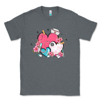 Charcoal Heather nurse hearts Classic Tee - MaliasSmallBusiness