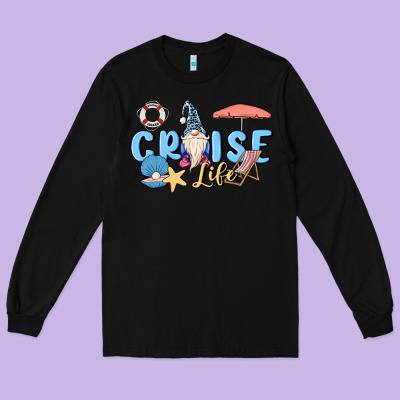 Cruise Life Sailor Gnome Long Sleeve Tee Designed By Maliassmallbusiness