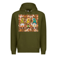 Army Green Fall gnomes Premium Hoodie - NancyCooperArtShop
