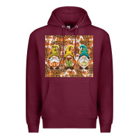 Burgundy Fall gnomes Premium Hoodie - NancyCooperArtShop