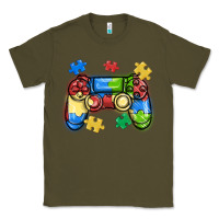 Army Green autism awareness video game controller Classic Tee - MaliasSmallBusiness