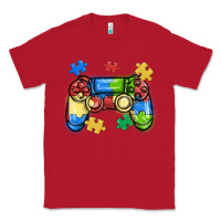 Red autism awareness video game controller Classic Tee - MaliasSmallBusiness