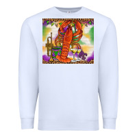 White Mardi Gras crawfish Premium Sweatshirt - NancyCooperArtShop