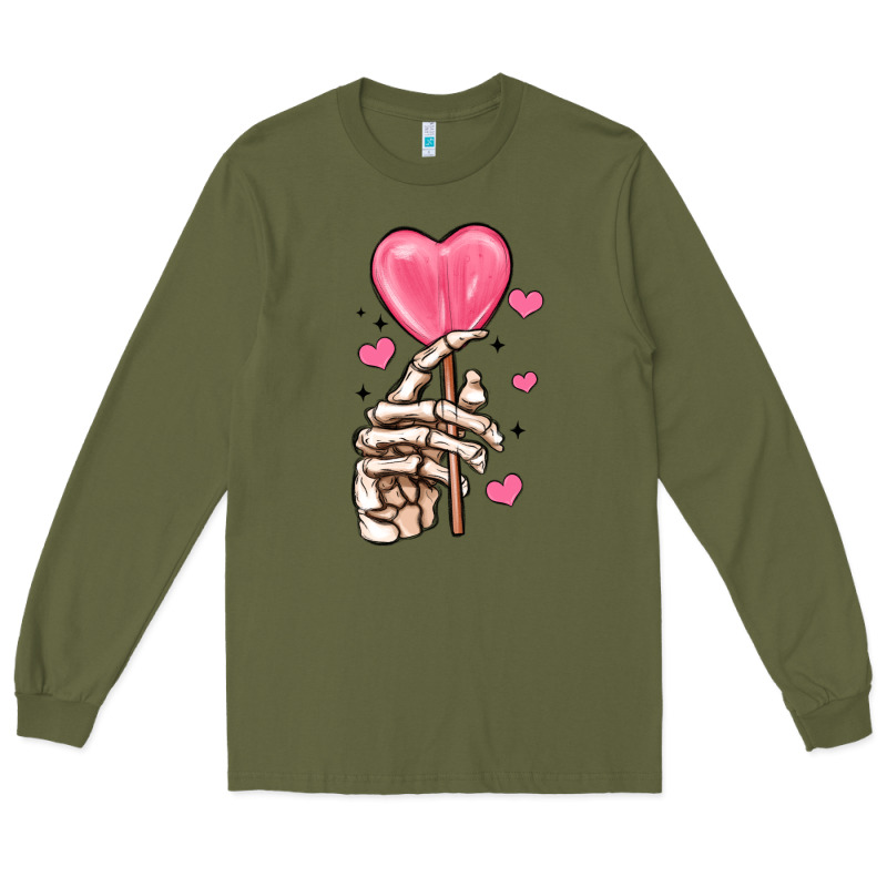 Skeleton Hand With Sugar Valentines Day Long Sleeve Tee by MaliasSmallBusiness | Teevron