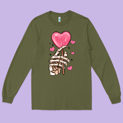 Skeleton Hand With Sugar Valentines Day Long Sleeve Tee Designed By Maliassmallbusiness