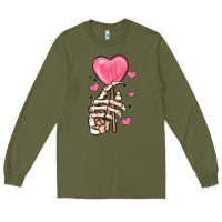 Army Green skeleton hand with sugar valentines day Long Sleeve Tee - MaliasSmallBusiness