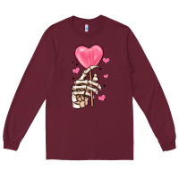 Burgundy skeleton hand with sugar valentines day Long Sleeve Tee - MaliasSmallBusiness