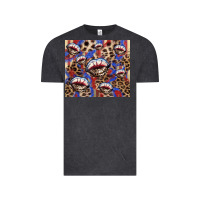 Vintage Black american flag lips leopard Vintage Tee - NancyCooperArtShop