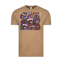 Vintage Coffee american flag lips leopard Vintage Tee - NancyCooperArtShop