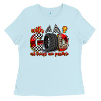 Baby Blue with god all things are possible Ladies Tee - Zillion Design Studio