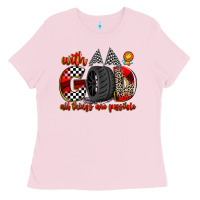 Bubblegum Pink with god all things are possible Ladies Tee - Zillion Design Studio