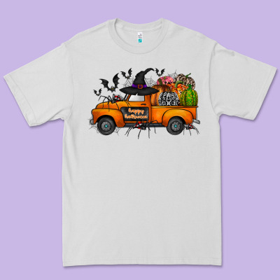 Happy Halloween Truck Premium Tee Designed By Cowhidedigitalart