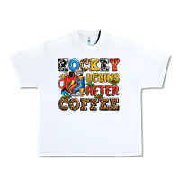 White hockey begins after coffee ado Urban Heavy Tee - AdoDesignShop