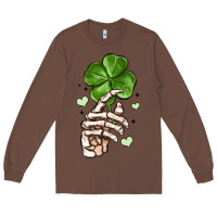 Chestnut skeleton hand with shamrock st patrick s day Long Sleeve Tee - MaliasSmallBusiness