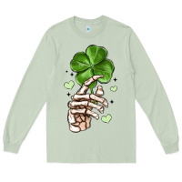 Matcha skeleton hand with shamrock st patrick s day Long Sleeve Tee - MaliasSmallBusiness
