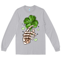 Moon Dust skeleton hand with shamrock st patrick s day Long Sleeve Tee - MaliasSmallBusiness