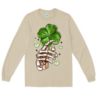 Mushroom skeleton hand with shamrock st patrick s day Long Sleeve Tee - MaliasSmallBusiness