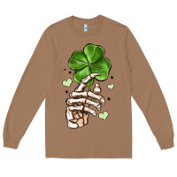 Toasted Coconut skeleton hand with shamrock st patrick s day Long Sleeve Tee - MaliasSmallBusiness