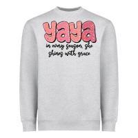 Heather Grey yaya in every season, she shines with grace Heavyweight Sweatshirt - MaliasSmallBusiness