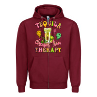 Burgundy tequila cheaper than therapy Zipper Hoodie - LillyAllenDesigns