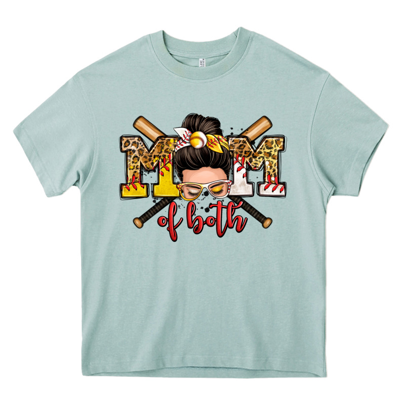 Mom Of Both Baseball And Softball Messy Bun Heavy Core Tee by Zillion Design Studio | Teevron