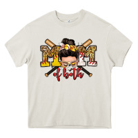 Cream mom of both baseball and softball messy bun Heavy Core Tee - Zillion Design Studio