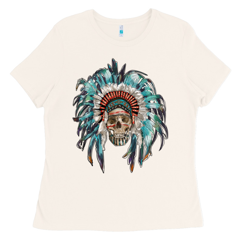 Indian Headdress With Native American Skull Ladies Tee by RanaPortraitStore | Teevron