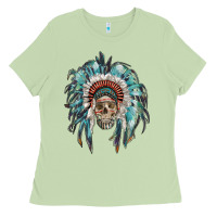 Matcha indian headdress with native american skull Ladies Tee - RanaPortraitStore