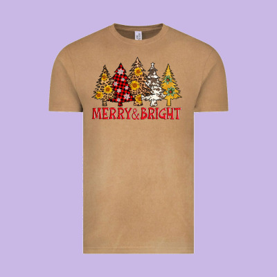 Merry And Bright Leopard Christmas Trees Vintage Tee Designed By Adodesignshop