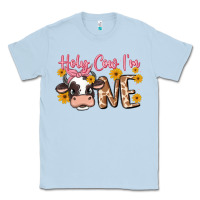 Dusty Blue holy cow i'm one Classic Tee - MaliasSmallBusiness